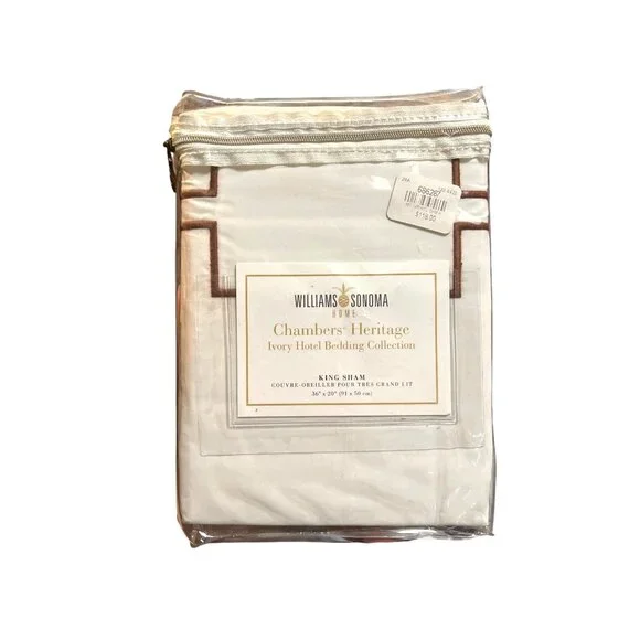 Williams Sonoma Ivory Hotel Bedding King Sham 36x20
