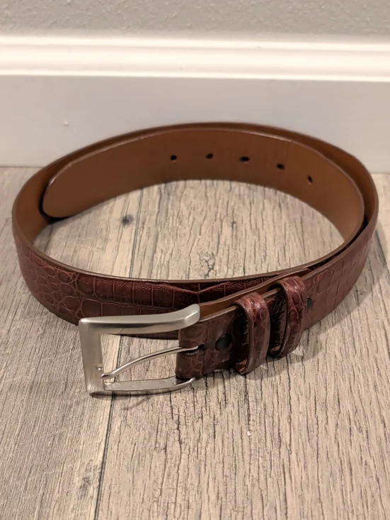 Jacob Hill Leather Genuine Caiman Belt Brown/Cognac MSRP $299