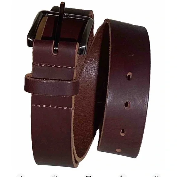 Nickel Smart brown leather belt size 36