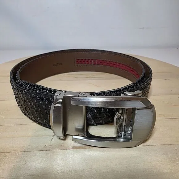 Nexbelt Rowland Thomas Serpent Collection Embossed Black Python Look Men Size 35