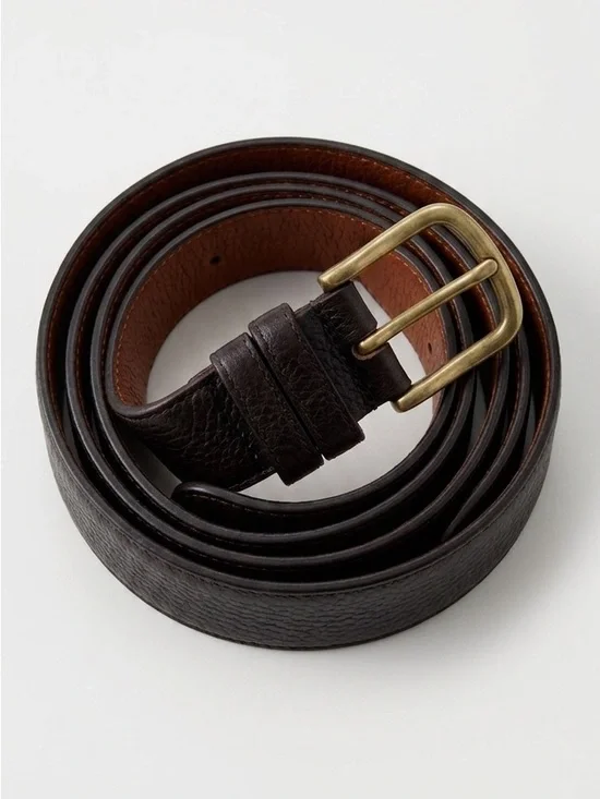 Coach Men's Brown Leather Dress Belt 32 Solid Brass Buckle Classic Luxury Office