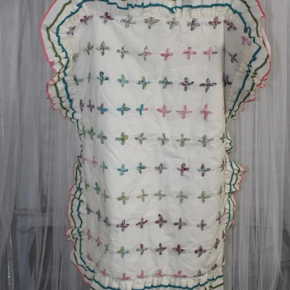 Williams Sonoma. Sham with Ruffled Trim – Multicolor Stitch Detail Sz. 26 x 20