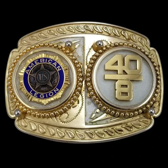 E & J Enterprises American Legion 40 &‎ 8 Gold Tone Western Style Belt Buckle