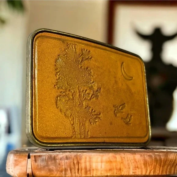 Vintage Brass and Leather Belt Buckle Unbranded Western Tooled Leather