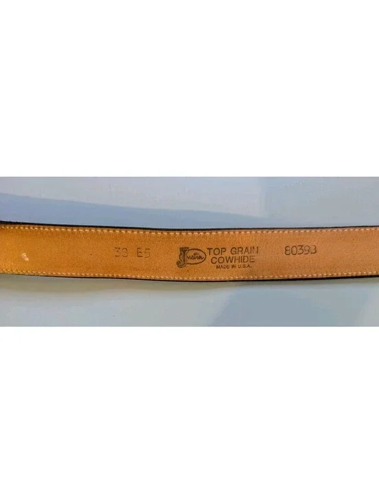 Vintage Justin Top Grain Cowhide Leather Western Belt Strap Made USA 38