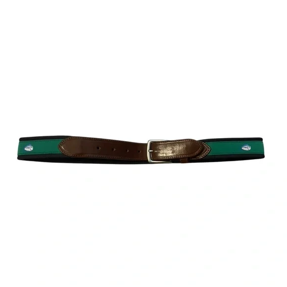 Southern Tide 32 Blue Fish Leather Navy‎ and Green Belt