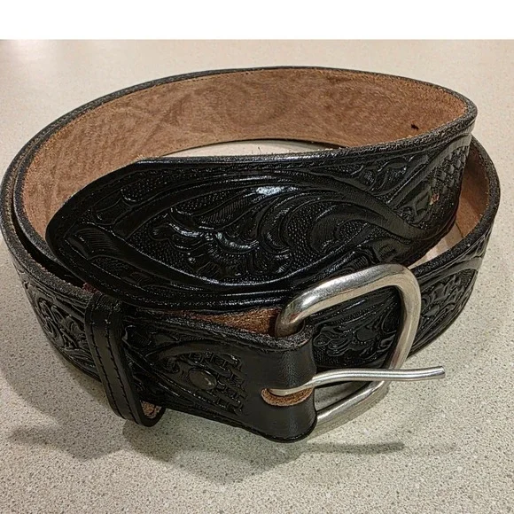 Vtg Nocona Western Belt Mens 40 Black 1.5