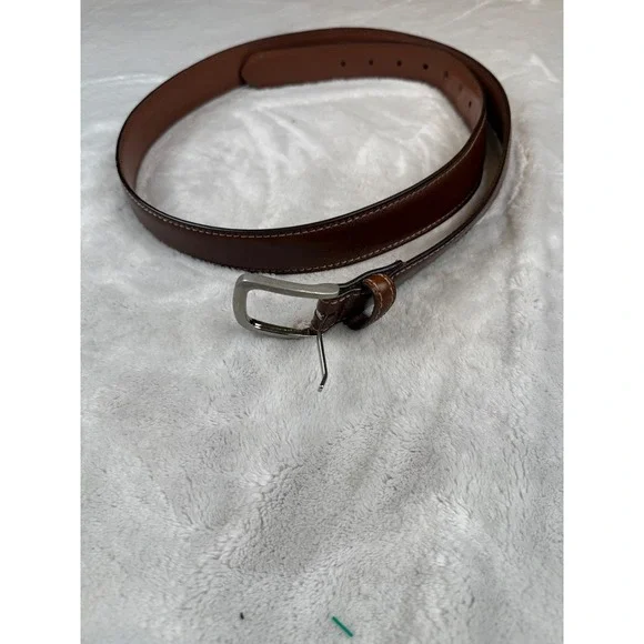 Dickies Mens Brown‎ Genuine Leather Belt Size 46 Silver Buckle 1-71498-03635