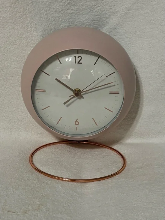 Modern Pink Table Clock with Rose Gold Accents