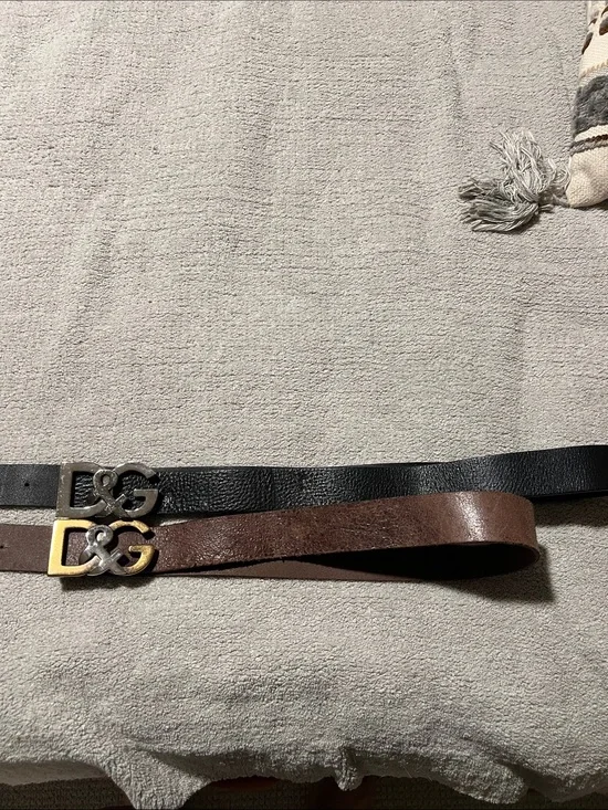 D&G Men's Leather Belts in Black and Brown with D&G Logo Buckles