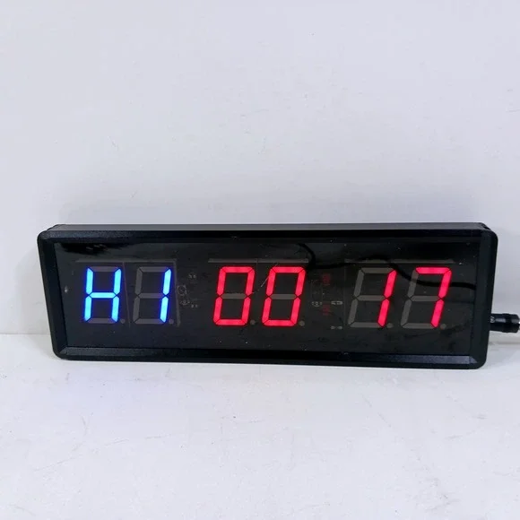 1.5 In LED Interval Timer Gym Training Fitness Wall Clock Red Blue Display only