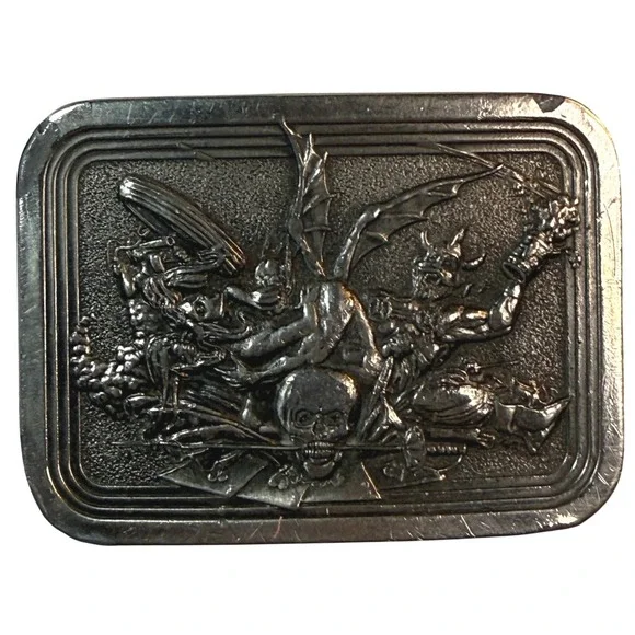 Vintage Baron Buckles Gargoyle Skull Belt Buckle Made USA Gothic Fantasy Biker