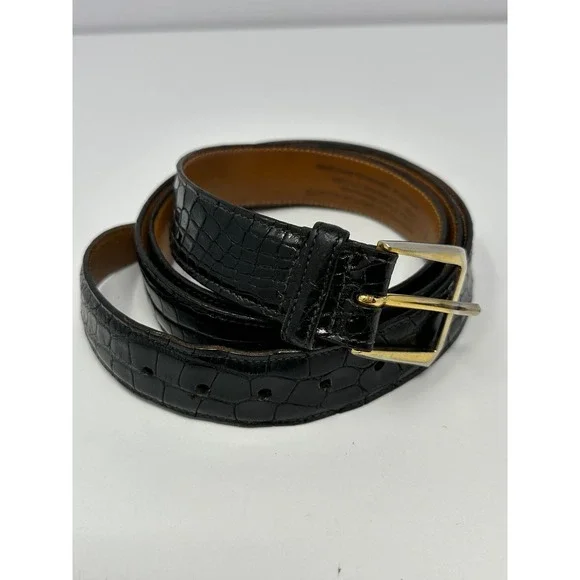 Men's Trafalgar Belt Sz 44 Genuine American Alligator Handcrafted Black V5