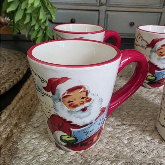 Williams Sonoma Letters To Santa Teddy Bear Christmas Coffee Mugs 4