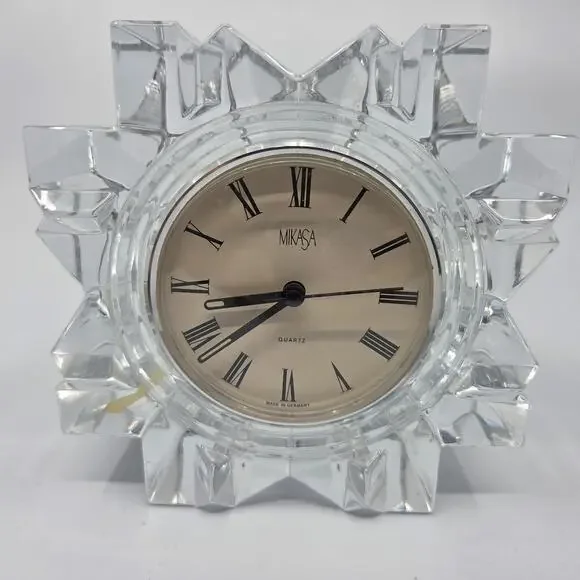 Mikasa Austria Crystal Quartz Desk Clock Art Deco Style Made in Germany Works