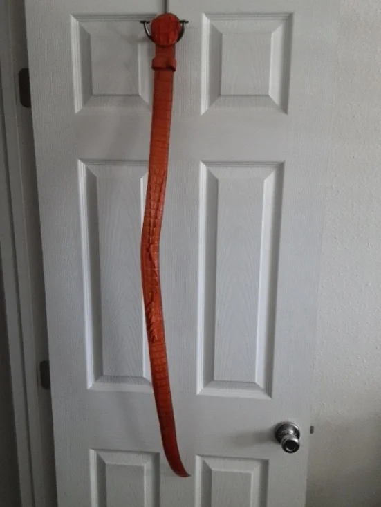 Orange Croc-Embossed Leather Belt 47
