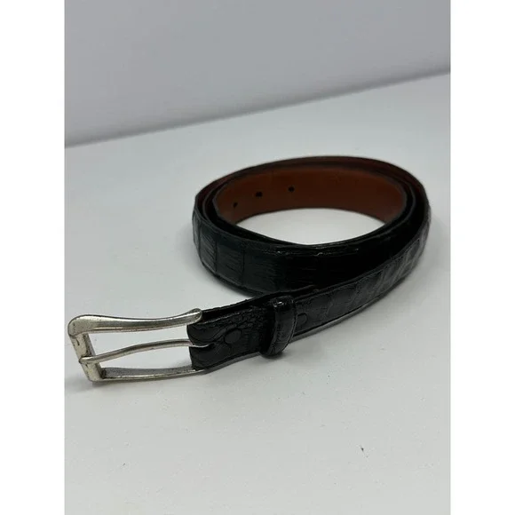 Torino Leather Genuine South American Crocodile Belt Mens Sz 42 Black V5