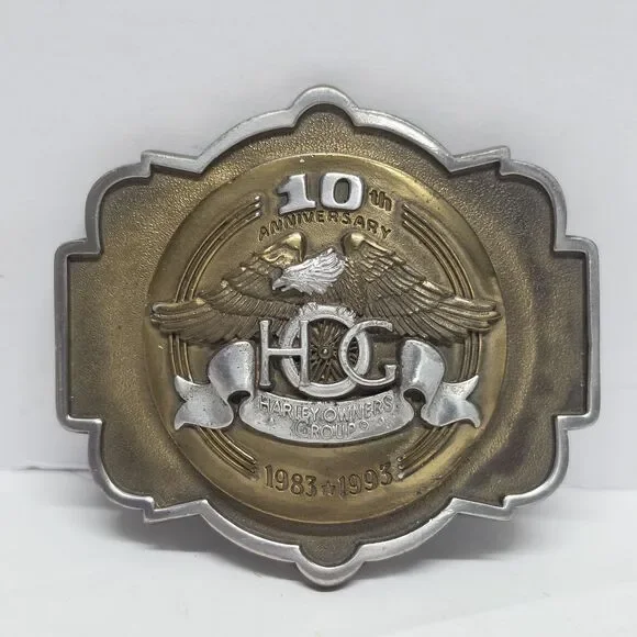 Harley-Davidson HOG 10th Anniversary (1983-1993) Brass Belt Buckle Serial #0343