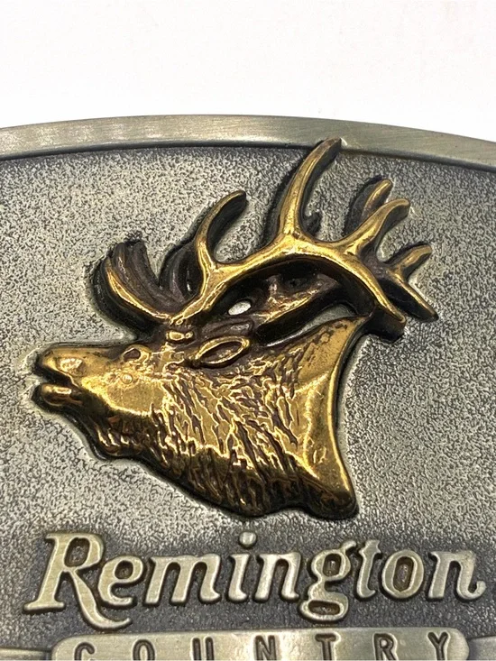 Vintage 1986 Remington Country Bugling Elk Sid Bell USA Hunting Belt Buckle