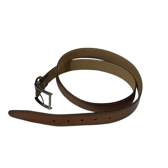 Dockers Men's Brown Genuine Leather Belt‎ Silver Buckle Classic Style Size 40