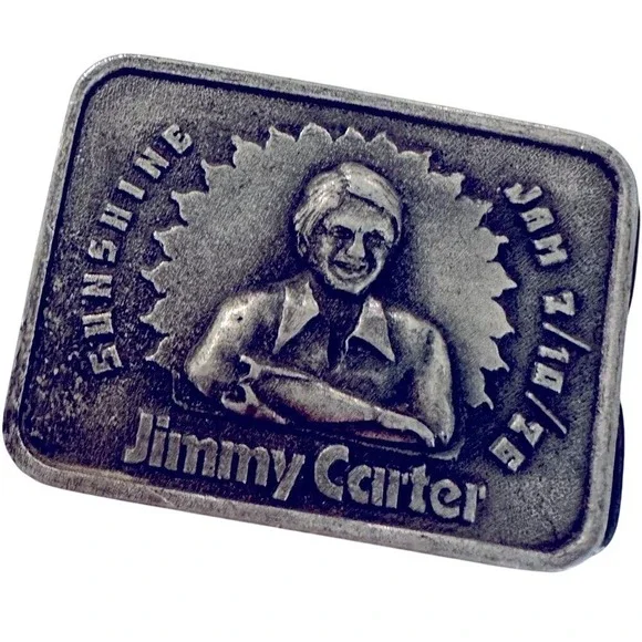 Bergamot Brass Works Vintage 70s Jimmy Carter Belt Buckle Mens‎ Silver Democrat