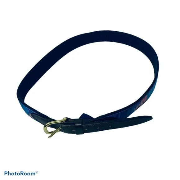 Vineyard Vines Men's Buckle Belt Light Blue American Flag Size‎ 30