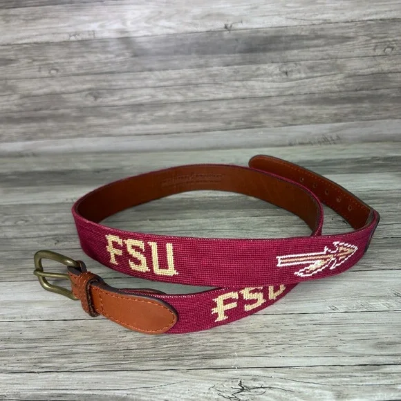 Smathers and Branson FSU Florida State Hand-Stitched Needlepoint Belt 40