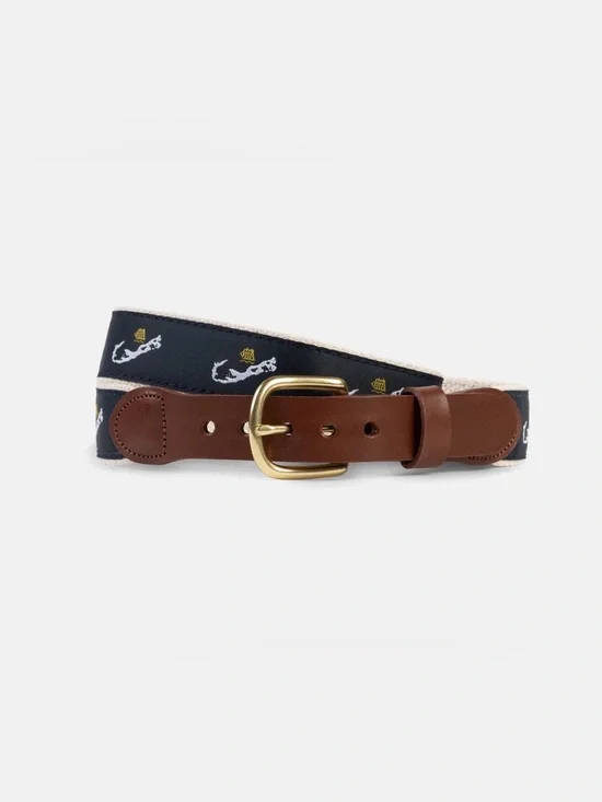 Vintage Leather Man Bermuda Braided Golf Belt Embedded Nautical Overlay Golf