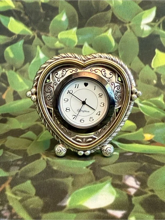 Brighton Silver-Tone Heart Table Clock