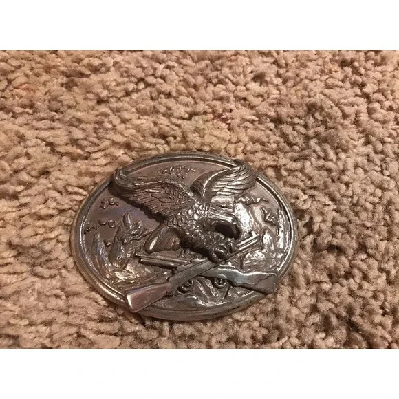 Flying Eagle Purched Guns belt‎ buckle NRA Silver Color