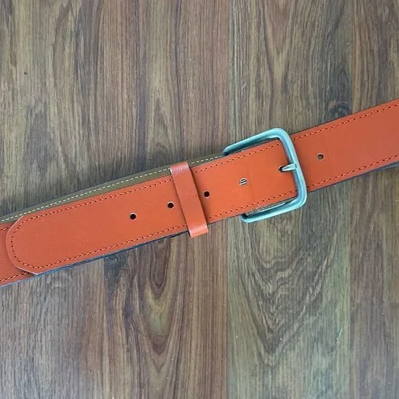 Orange men's belt genuine leather made in Dominican Republic size 40