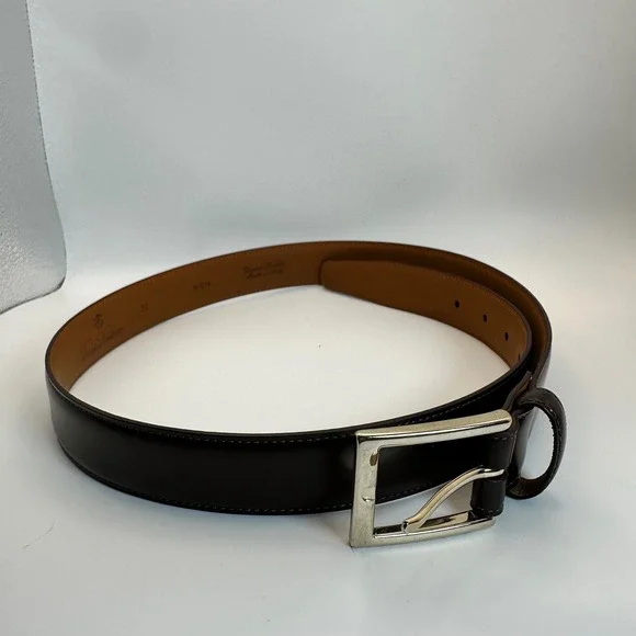 Brooks Brothers Leather Belt Mens 32 Dark Brown Classic Made in Italy