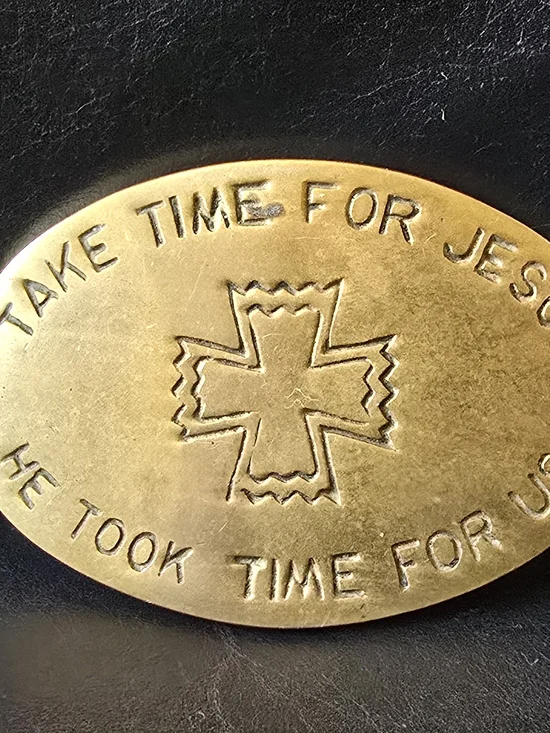 Vintage 1978 Baron Buckles Solid Brass Jesus Belt Buckle