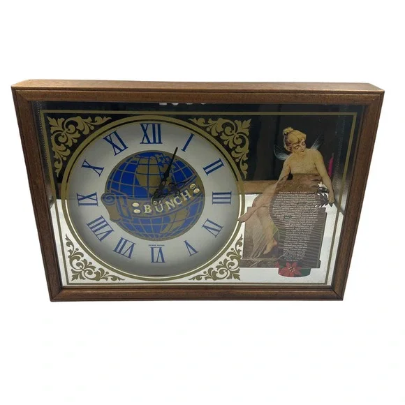 Vintage George Nathan Religious Footprints In The Sand Mirrored‎ Clock Untested