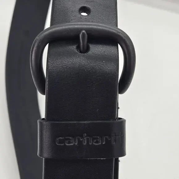 Carhartt Genuine Leather Black Belt Black Gunmetal Buckle Mens Sz XS 1.25