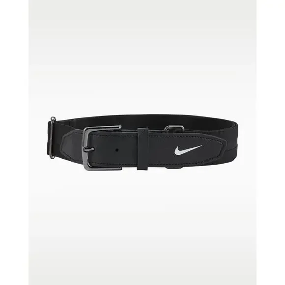 Nike Baseball Belt 2.0 Stretch Adjustable Gun Metal Buckle Black