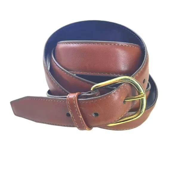 Lands End Brown Full Grain Leather Belt Mens Size 44 Made in the USA
