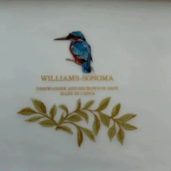 William Sonoma Turquoise with Gold-Tone Paisley Print on and around Edges