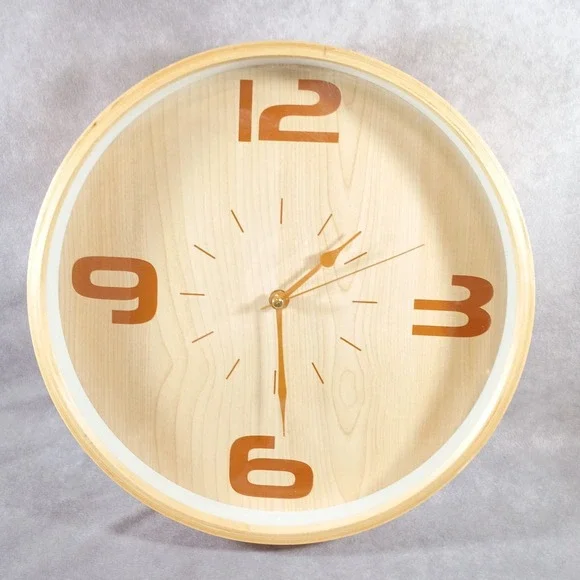 Minimalist Wooden Wall Clock – 12 3/8