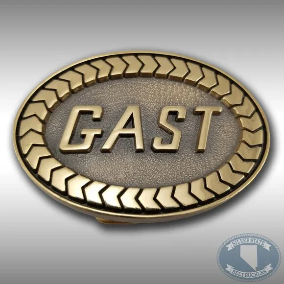 Vintage Belt‎ Buckle Brass GAST Chevron Arrows Border USA Made By Jostens Gift