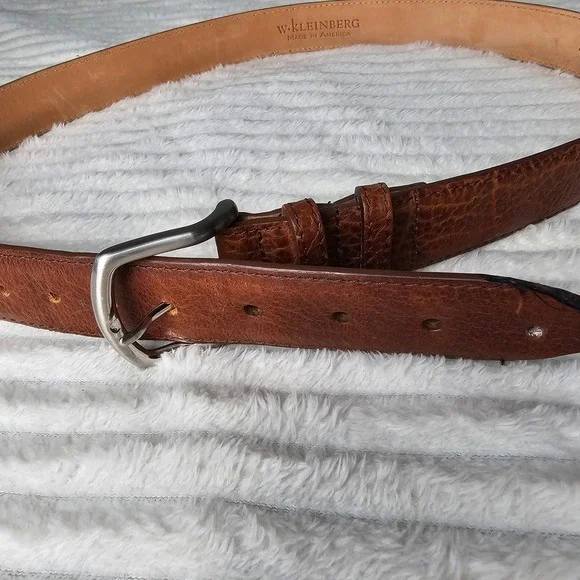 W.Kleinberg Mens American Bison Leather Belt 42 Brown Classic Western Rugged