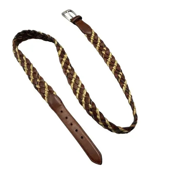 Brighton Men's Braided Woven Brown Leather Belt Width‎ 1.25