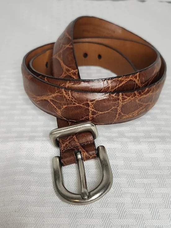 TRAFALGAR Brown Leather Belt Silver Buckle