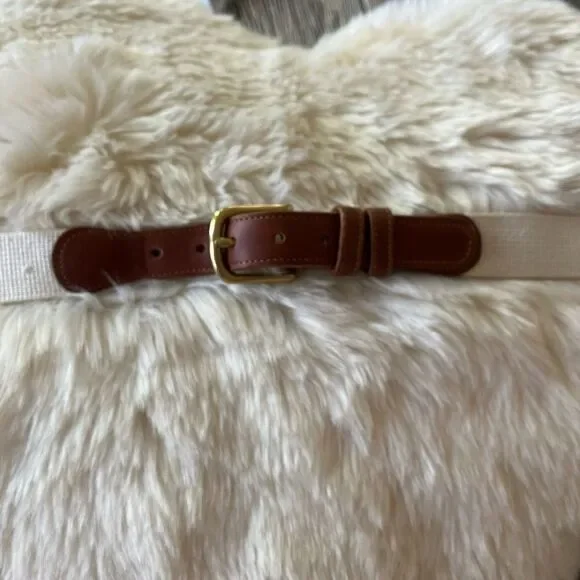 Coach Natural Linen & Leather Cream Belt #3015 Sz 42
