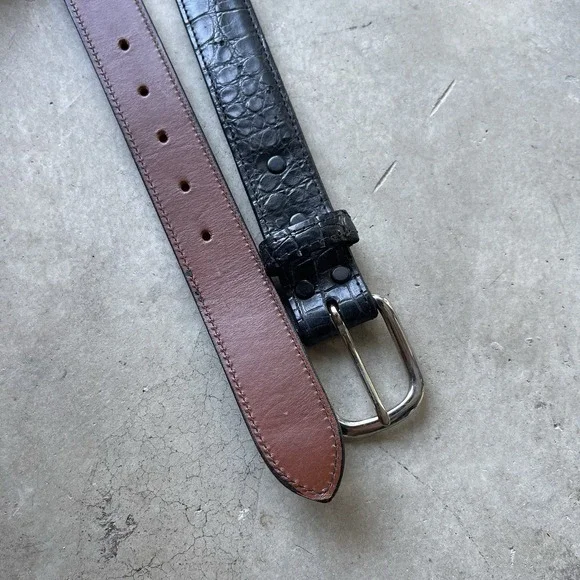 Vintage Genuine Alligator Leather Belt Black Exotic Leather 40 Made In USA