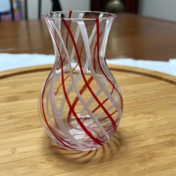 Williams Sonoma Holiday Candy Cane Colored Vase