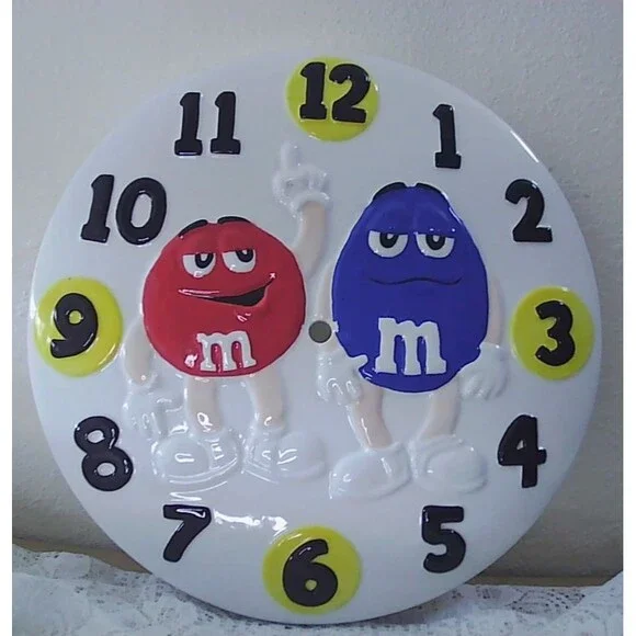 M&M's Vintage 2001 Porcelain Wall Clock Face 10.25