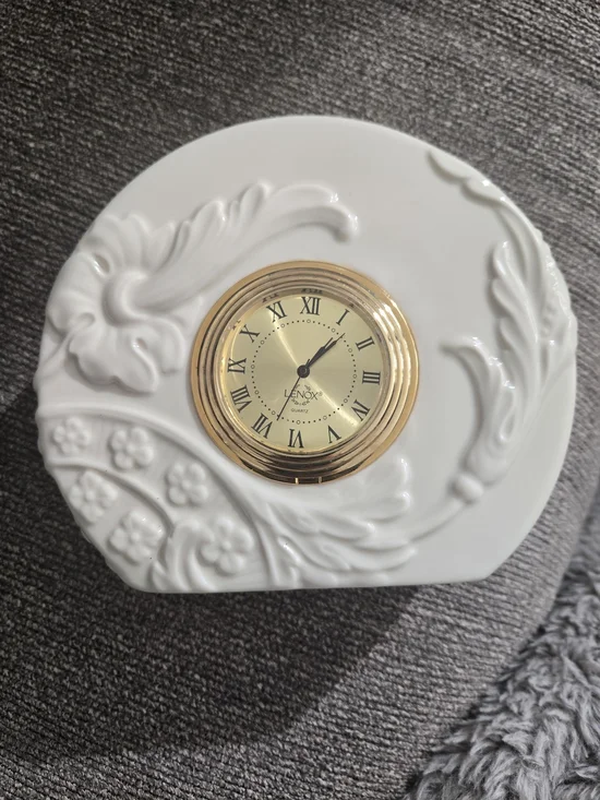 Lenox  Grande Minuet Cream Porcelain Mantel Clock with Gold Trim