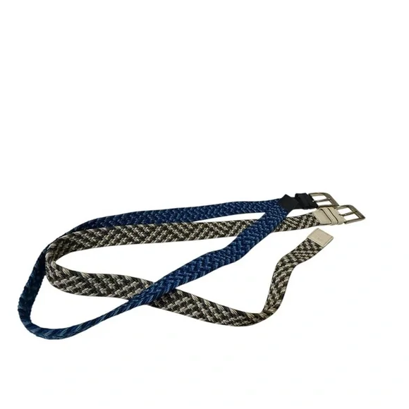 Men's Blue and Black Woven Belt