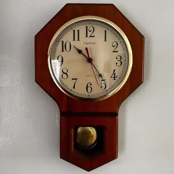 Pomerantz Ingraham Quartz Wall Clock with Pendulum